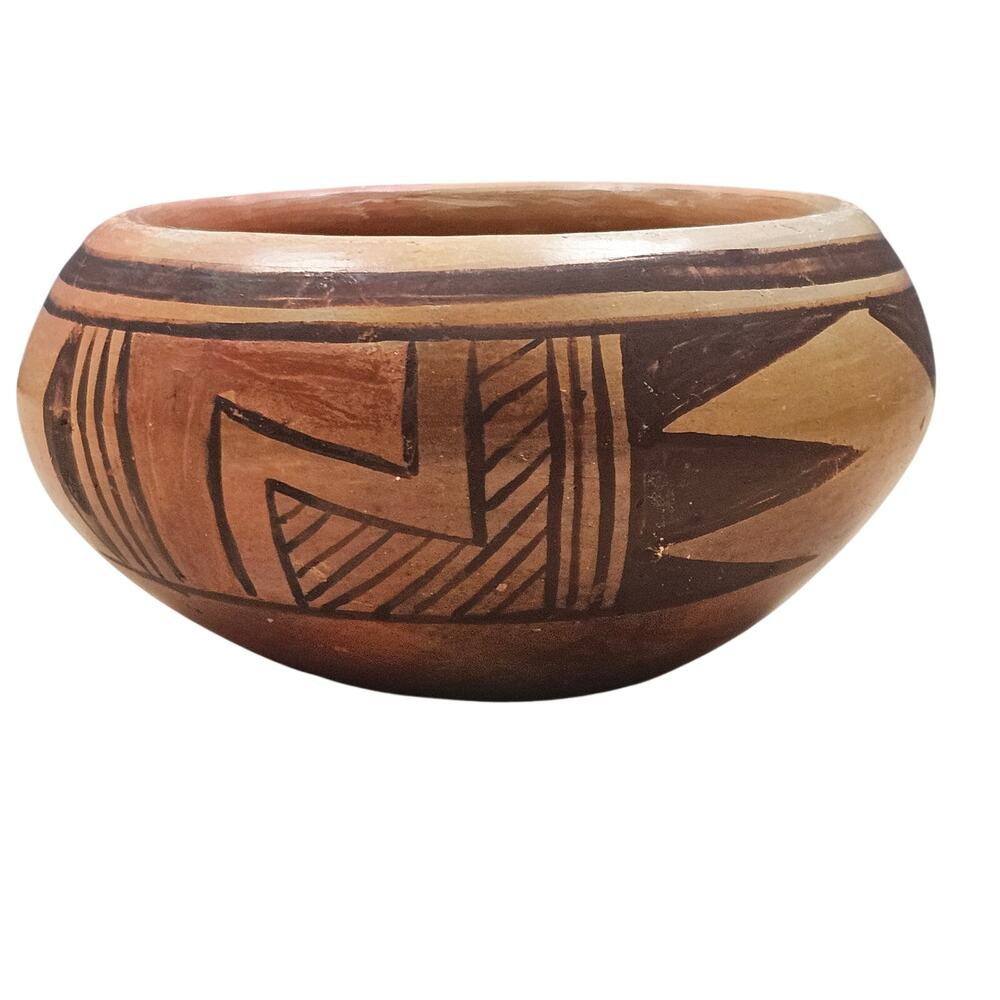 Vintage Native American Hopi Pot Bowl Signed Jaunita Healing 1900s Traditional